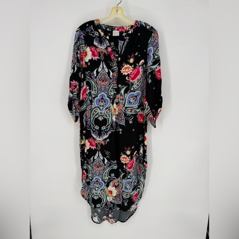 Women's Cupio Black Floral Midi Dress Size M